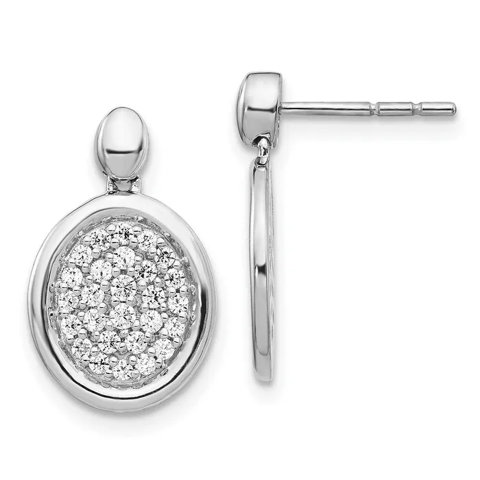Goldia Earrings Solid 14k White Gold Simulated CZ Fancy Oval Post Earrings Goldia Earrings Solid 14k White Gold Simulated CZ Fancy Oval Post Earrings