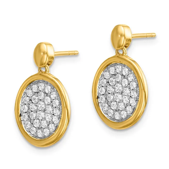 Goldia Earrings Solid 14k White Gold Simulated CZ Fancy Oval Post Earrings Goldia Earrings Solid 14k White Gold Simulated CZ Fancy Oval Post Earrings