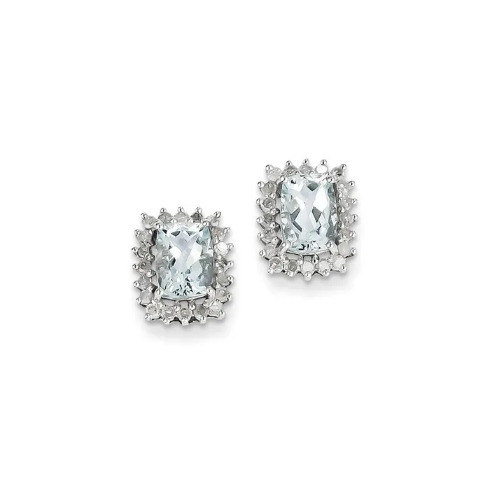 Goldia Earrings Sterling Silver Rhodium Plated Diamond Aquamarine Post Earrings Goldia Earrings Sterling Silver Rhodium Plated Diamond Aquamarine Post Earrings