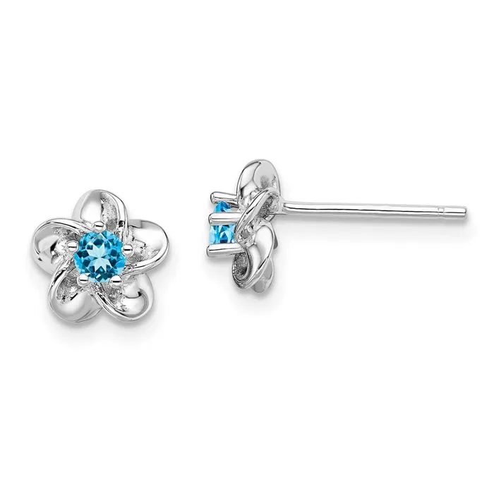 Goldia Earrings Sterling Silver Rhodiumplated Floral Blue Topaz Post Earrings Goldia Earrings Sterling Silver Rhodiumplated Floral Blue Topaz Post Earrings
