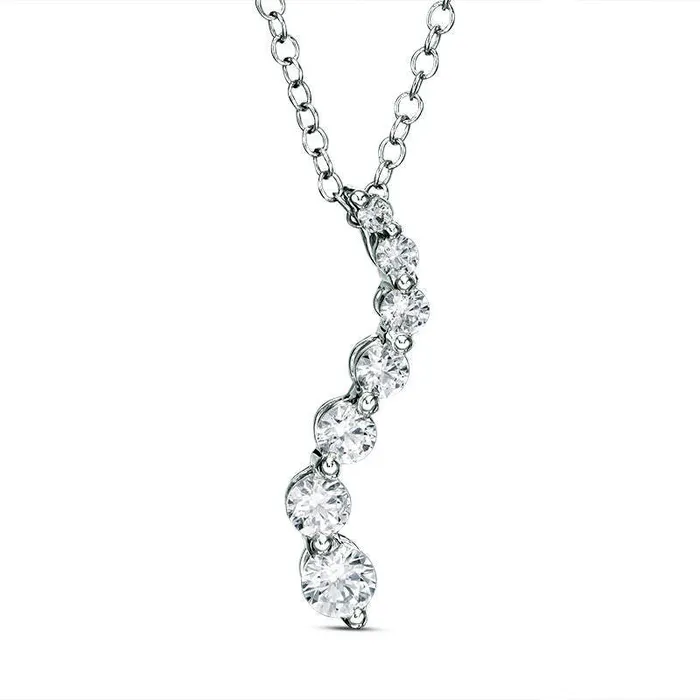 Goldia Necklaces 05 CT TW Journey Natural Diamond Pendant in 14K White Gold Goldia Necklaces 05 CT TW Journey Natural Diamond Pendant in 14K White Gold