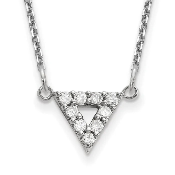 Goldia Necklaces 14k White Gold A Quality Real Diamond 9mm Triangle Necklace Goldia Necklaces 14k White Gold A Quality Real Diamond 9mm Triangle Necklace
