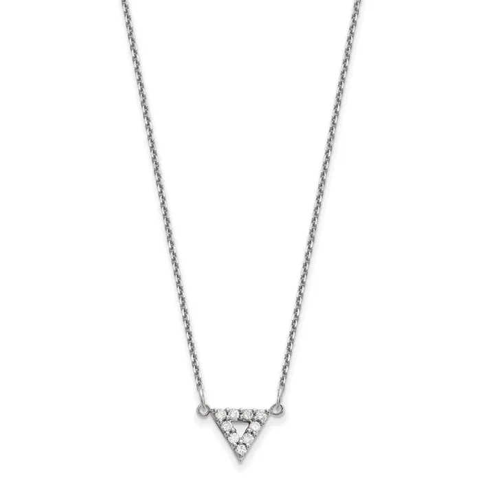Goldia Necklaces 14k White Gold A Quality Real Diamond 9mm Triangle Necklace