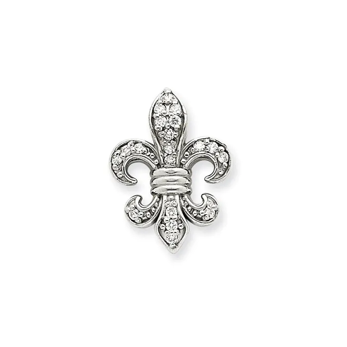 Goldia Necklaces 14K White Gold Fleur De Lis Real Diamond Chain Slide Goldia Necklaces 14K White Gold Fleur De Lis Real Diamond Chain Slide