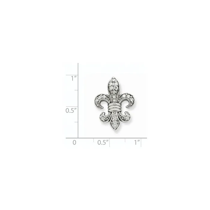Goldia Necklaces 14K White Gold Fleur De Lis Real Diamond Chain Slide