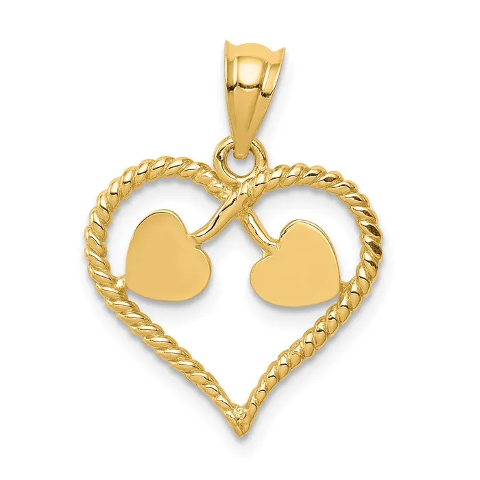 Goldia Necklaces 14k Yellow Gold Polished and Twisted Heart Pendant