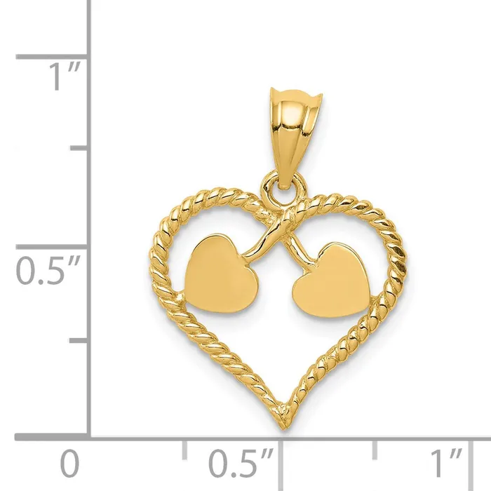 Goldia Necklaces 14k Yellow Gold Polished and Twisted Heart Pendant