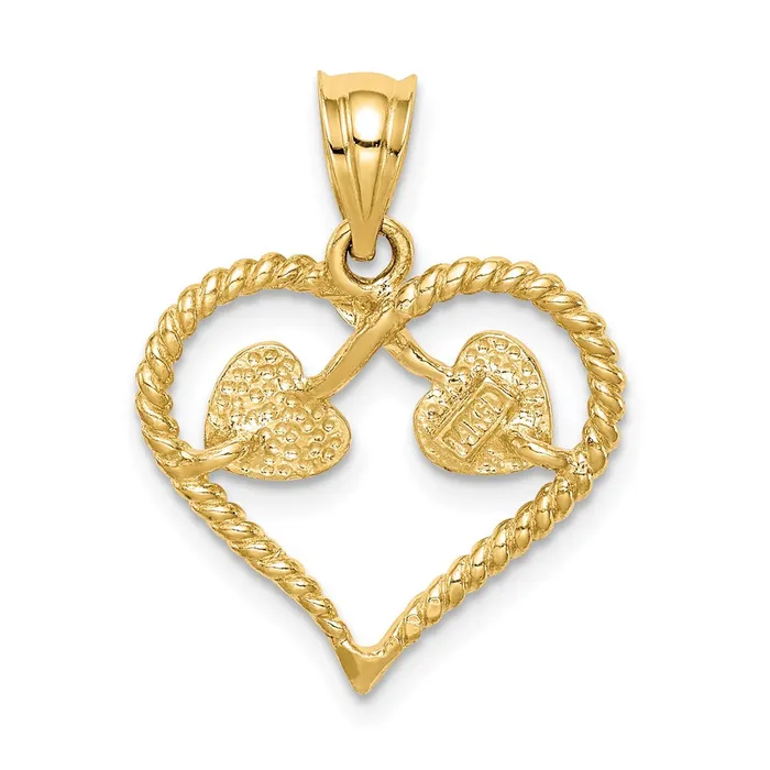 Goldia Necklaces 14k Yellow Gold Polished and Twisted Heart Pendant