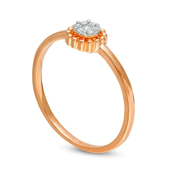 Goldia Rings 007 CT TW Composite Natural Diamond Beaded Flower Promise Ring in Solid 10K Rose Gold Goldia Rings 007 CT TW Composite Natural Diamond Beaded Flower Promise Ring in Solid 10K Rose Gold