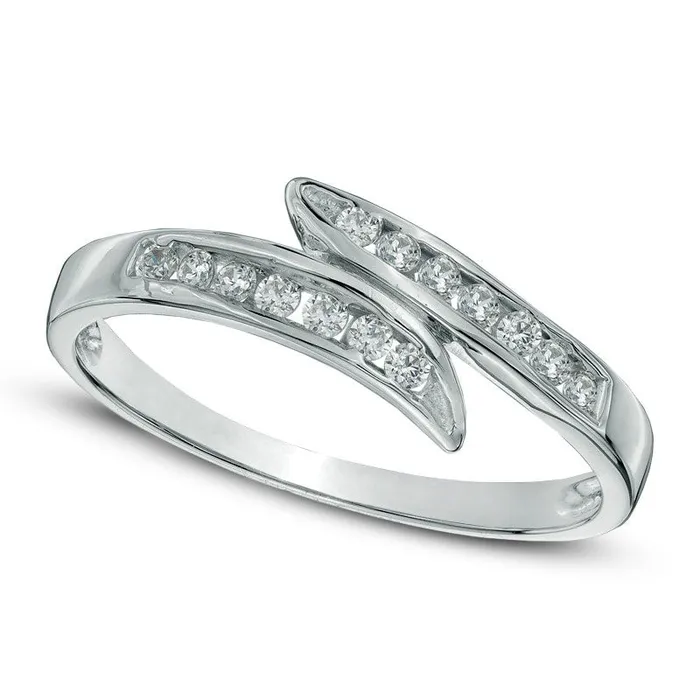 Goldia Rings 013 CT TW Natural Diamond ChannelSet Bypass Ring in Solid 10K White Gold Goldia Rings 013 CT TW Natural Diamond ChannelSet Bypass Ring in Solid 10K White Gold