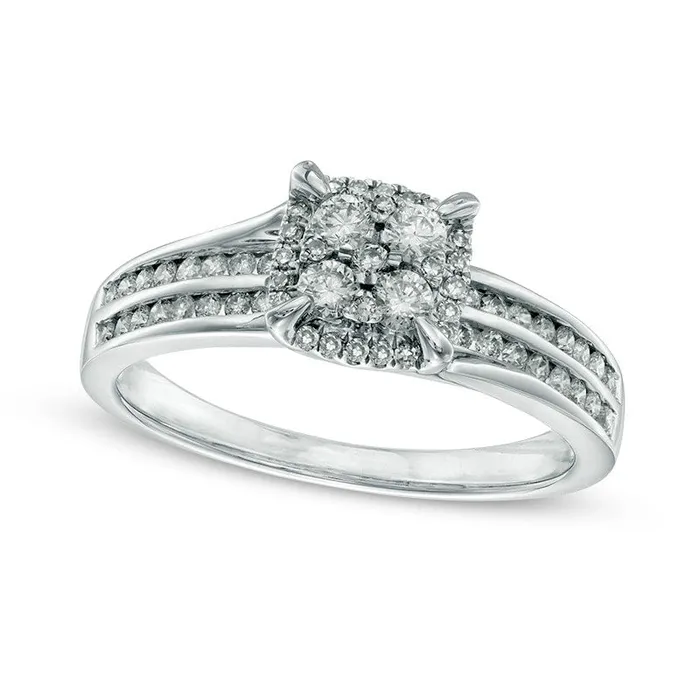 Goldia Rings 050 CT TW Natural Diamond Composite Frame Double Shank Ring in Solid 10K White Gold Goldia Rings 050 CT TW Natural Diamond Composite Frame Double Shank Ring in Solid 10K White Gold