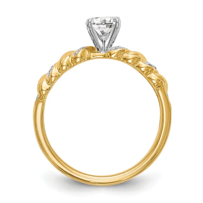 Goldia Rings 056ct CZ Solid Real 14k Peg Set CrissCross Engagement Ring