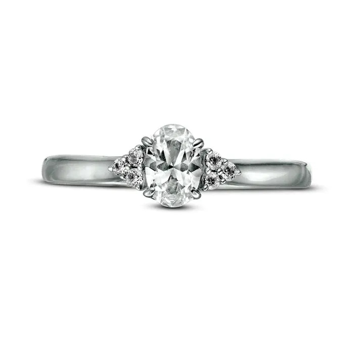 Goldia Rings 063 CT TW Oval Natural Diamond TriSides Engagement Ring in Solid 14K White Gold Goldia Rings 063 CT TW Oval Natural Diamond TriSides Engagement Ring in Solid 14K White Gold
