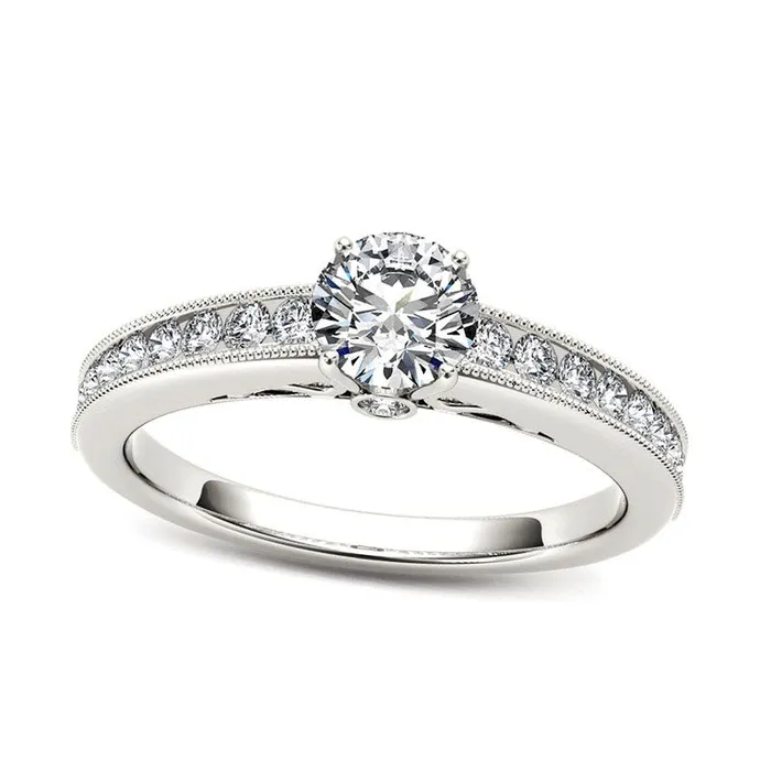 Goldia Rings 088 CT TW Natural Diamond Engagement Ring in Solid 14K White Gold Goldia Rings 088 CT TW Natural Diamond Engagement Ring in Solid 14K White Gold