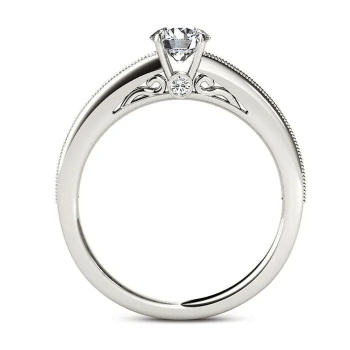 Goldia Rings 088 CT TW Natural Diamond Engagement Ring in Solid 14K White Gold Goldia Rings 088 CT TW Natural Diamond Engagement Ring in Solid 14K White Gold