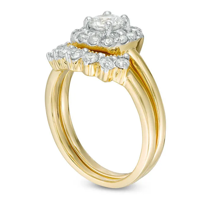 Goldia Rings 10 CT TW Natural Diamond Cushion Frame Sunburst Antique VintageStyle Bridal Engagement Ring Set in Solid 10K Yellow Gold Goldia Rings 10 CT TW Natural Diamond Cushion Frame Sunburst Antique VintageStyle Bridal Engagement Ring Set in Solid 10K Yellow Gold