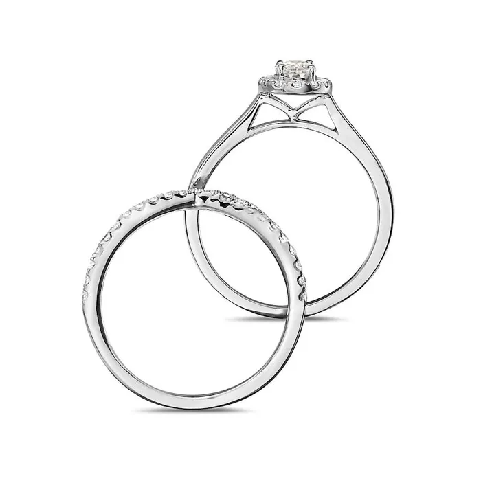 Goldia Rings 10 CT TW Oval Natural Diamond Frame CrissCross Bridal Engagement Ring Set in Solid 14K White Gold Goldia Rings 10 CT TW Oval Natural Diamond Frame CrissCross Bridal Engagement Ring Set in Solid 14K White Gold