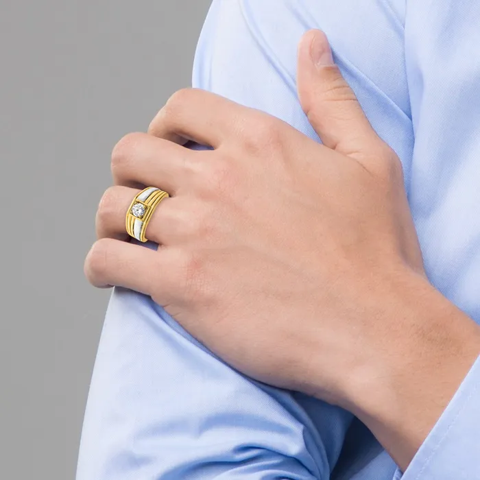 Goldia Rings 14K TwoTone Lab Grown Diamond VSSI G Mens Ring