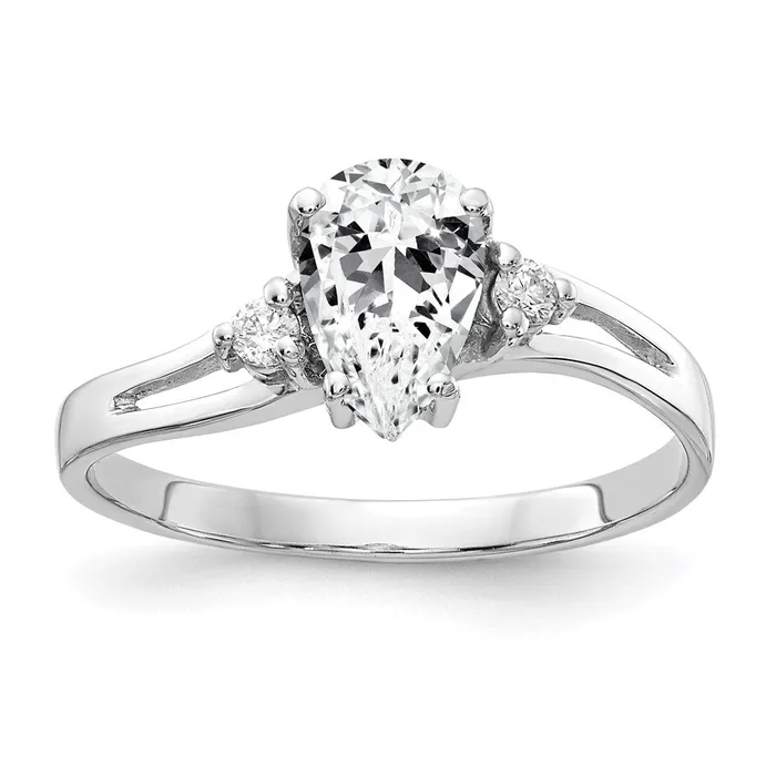 Goldia Rings 14k White Gold 7x5mm Pear Cubic Zirconia A Real Diamond ring