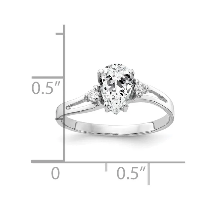 Goldia Rings 14k White Gold 7x5mm Pear Cubic Zirconia A Real Diamond ring