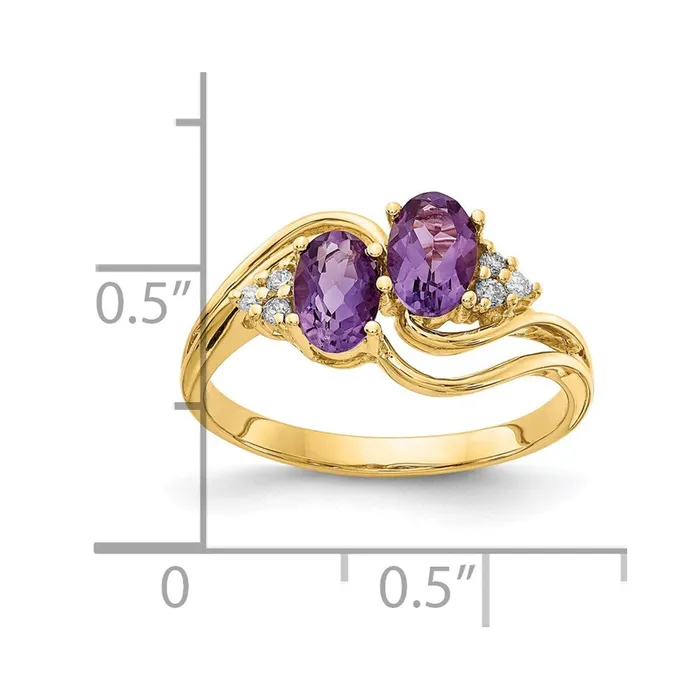 Goldia Rings 14K Yellow Gold 6x4mm Oval Amethyst A Real Diamond ring