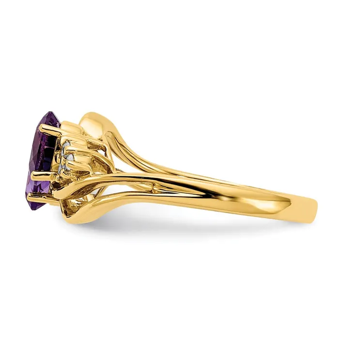 Goldia Rings 14K Yellow Gold 6x4mm Oval Amethyst A Real Diamond ring