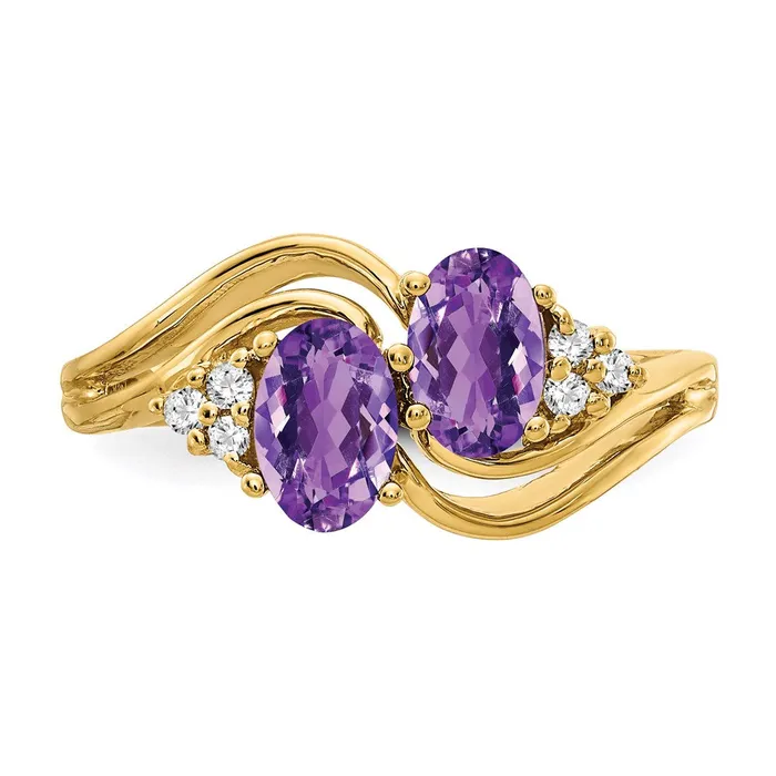 Goldia Rings 14K Yellow Gold 6x4mm Oval Amethyst A Real Diamond ring