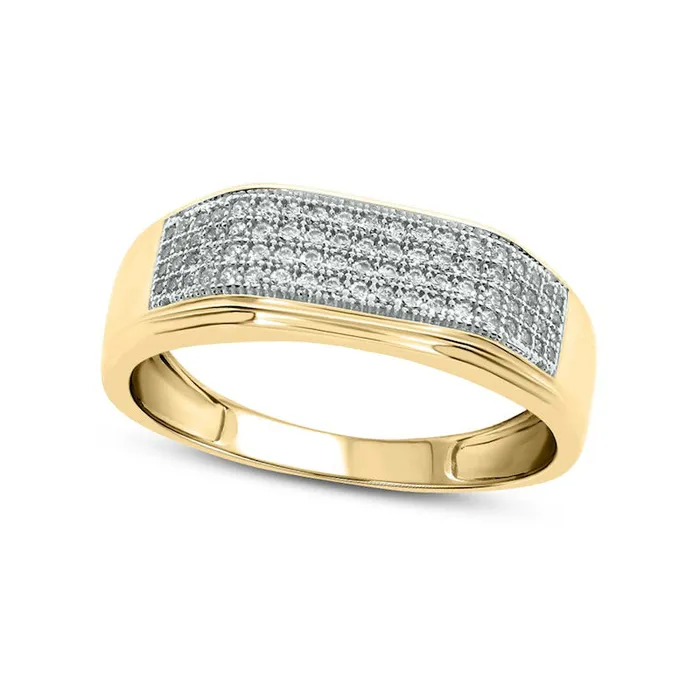Goldia Rings Mens 038 CT TW Natural Diamond Rectangular Wedding Band in Solid 14K Gold Goldia Rings Mens 038 CT TW Natural Diamond Rectangular Wedding Band in Solid 14K Gold