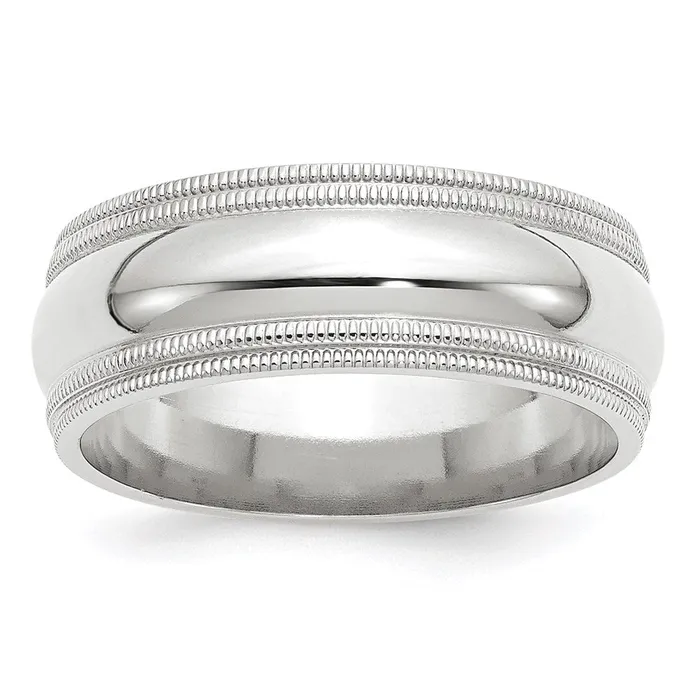 Goldia Rings Solid 10K White Gold 8mm Double Milgrain Comfort Fit MensWomens Wedding Band Ring Size 45 Goldia Rings Solid 10K White Gold 8mm Double Milgrain Comfort Fit MensWomens Wedding Band Ring Size 45