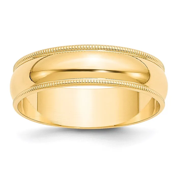 Goldia Rings Solid 10K Yellow Gold 6mm Light Weight Milgrain Half Round MensWomens Wedding Band Ring Size 9 Goldia Rings Solid 10K Yellow Gold 6mm Light Weight Milgrain Half Round MensWomens Wedding Band Ring Size 9