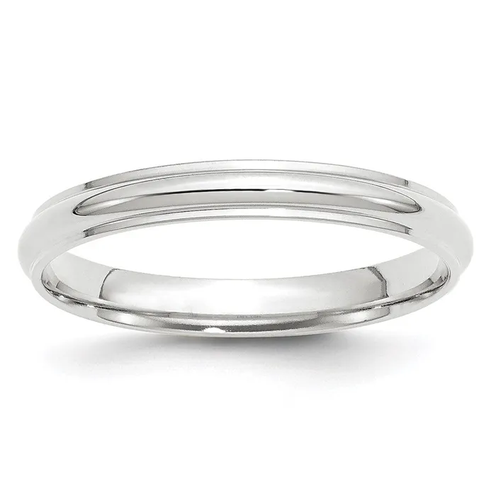 Goldia Rings Solid 18K White Gold 3mm Half Round with Edge MensWomens Wedding Band Ring Size 85 Goldia Rings Solid 18K White Gold 3mm Half Round with Edge MensWomens Wedding Band Ring Size 85