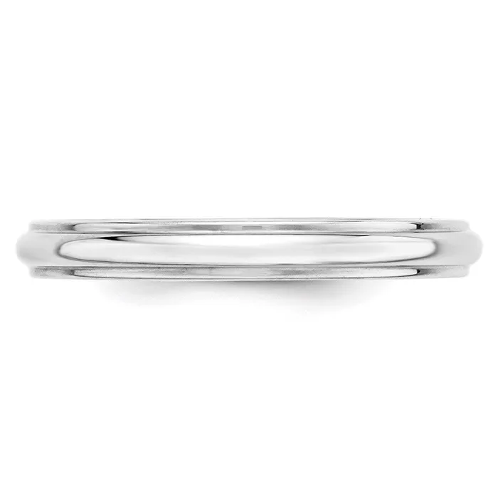 Goldia Rings Solid 18K White Gold 3mm Half Round with Edge MensWomens Wedding Band Ring Size 85 Goldia Rings Solid 18K White Gold 3mm Half Round with Edge MensWomens Wedding Band Ring Size 85