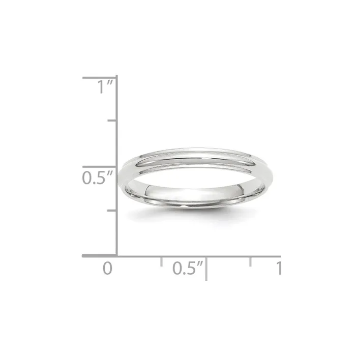 Goldia Rings Solid 18K White Gold 3mm Half Round with Edge MensWomens Wedding Band Ring Size 85 Goldia Rings Solid 18K White Gold 3mm Half Round with Edge MensWomens Wedding Band Ring Size 85