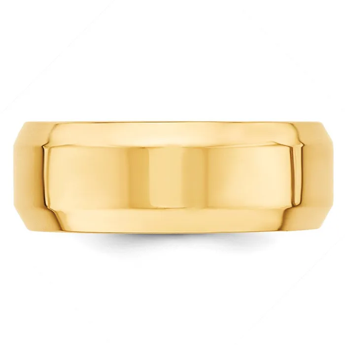 Goldia Rings Solid 18K Yellow Gold 8mm Bevel Edge Comfort Fit MensWomens Wedding Band Ring Size 45 Goldia Rings Solid 18K Yellow Gold 8mm Bevel Edge Comfort Fit MensWomens Wedding Band Ring Size 45