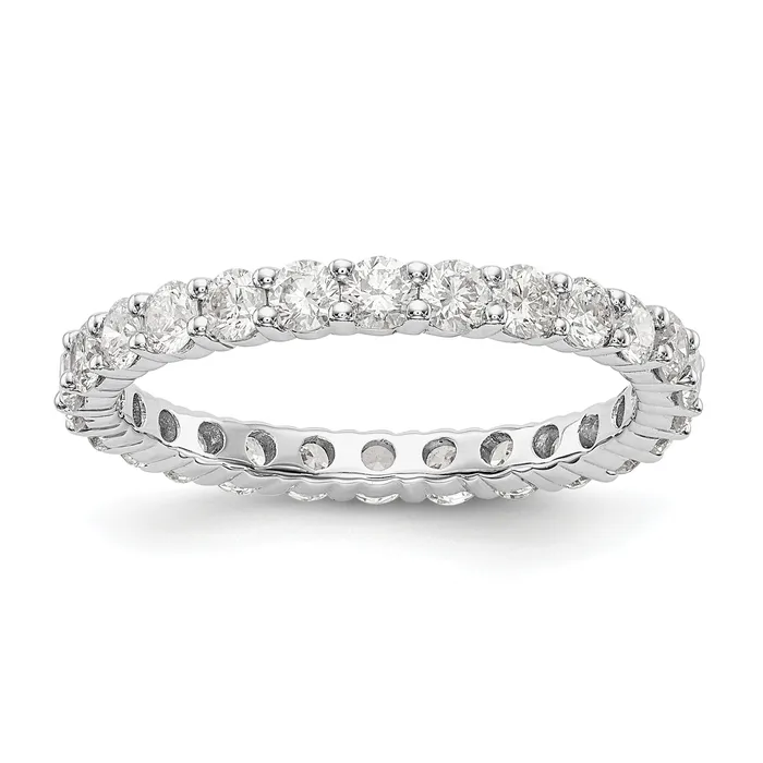 Goldia Rings Solid Real 14k White Gold 15CT Shared Prong CZ Eternity Wedding Band Ring Goldia Rings Solid Real 14k White Gold 15CT Shared Prong CZ Eternity Wedding Band Ring