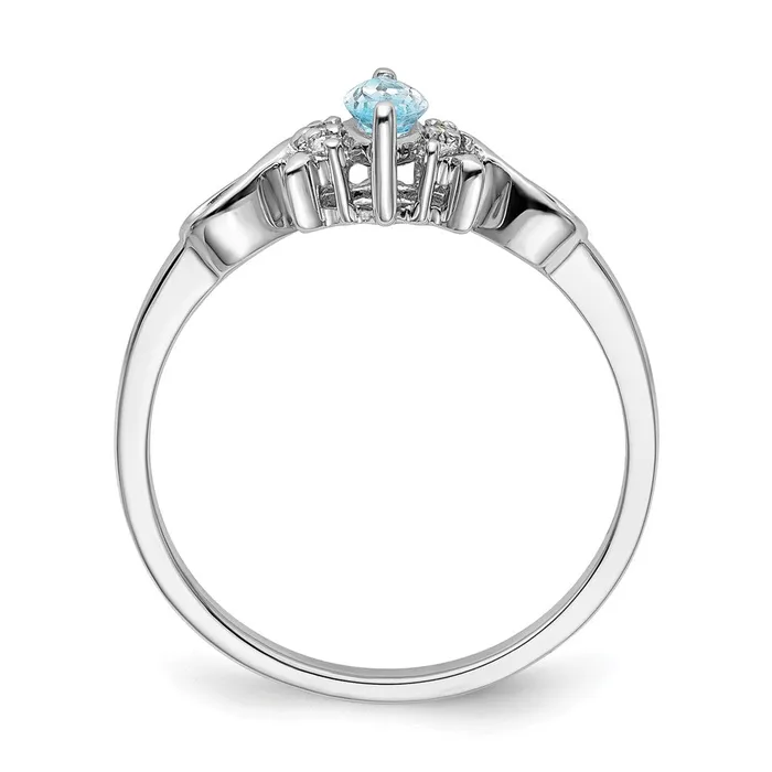 Goldia Rings Sterling Silver Rhodium Plated Diamond and Sky Blue Topaz Ring