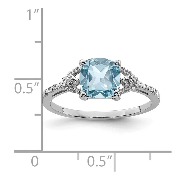 Goldia Rings Sterling Silver Rhodium Plated Diamond and Sky Blue Topaz Ring