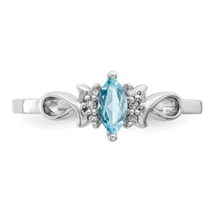 Goldia Rings Sterling Silver Rhodium Plated Diamond and Sky Blue Topaz Ring