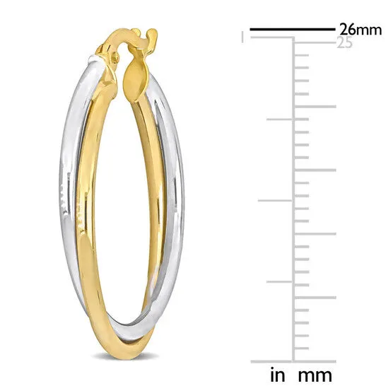 JMS always Earrings Original AMOUR 26mm Crossover Hoop Earrings In 2Tone Yellow and White 10K Gold JMS always Earrings Original AMOUR 26mm Crossover Hoop Earrings In 2Tone Yellow and White 10K Gold
