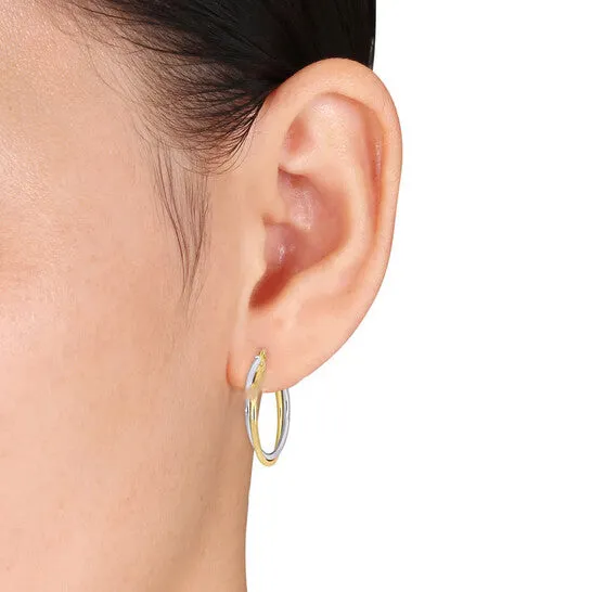 JMS always Earrings Original AMOUR 26mm Crossover Hoop Earrings In 2Tone Yellow and White 10K Gold JMS always Earrings Original AMOUR 26mm Crossover Hoop Earrings In 2Tone Yellow and White 10K Gold