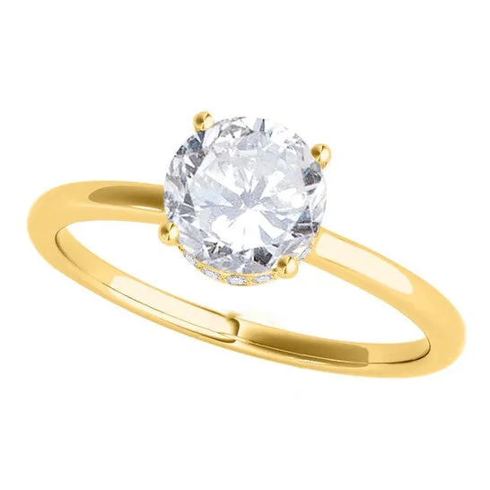 JMS always Rings Original Maulijewels 18K Solid Yellow Gold 106 Carat Round White Diamond HI SI1SI2 Solitaire Engagement Ring