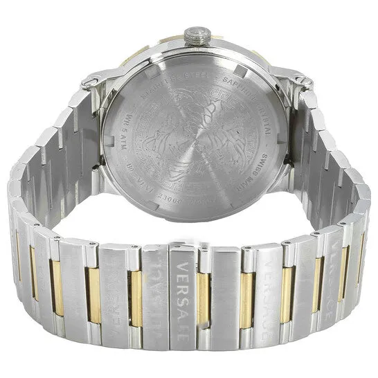 JMS always Rings Original Versace Greca Logo Quartz White Dial TwoTone Mens Watch VEVI00320 JMS always Rings Original Versace Greca Logo Quartz White Dial TwoTone Mens Watch VEVI00320