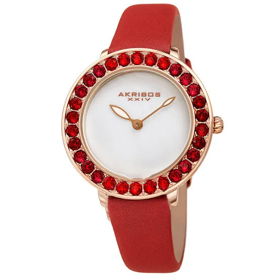 JMS always Watches Original Akribos XXIV Quartz White Dial Red Leather Ladies Watch AK1093RD JMS always Watches Original Akribos XXIV Quartz White Dial Red Leather Ladies Watch AK1093RD