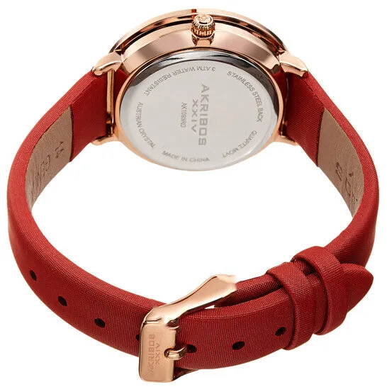 JMS always Watches Original Akribos XXIV Quartz White Dial Red Leather Ladies Watch AK1093RD JMS always Watches Original Akribos XXIV Quartz White Dial Red Leather Ladies Watch AK1093RD