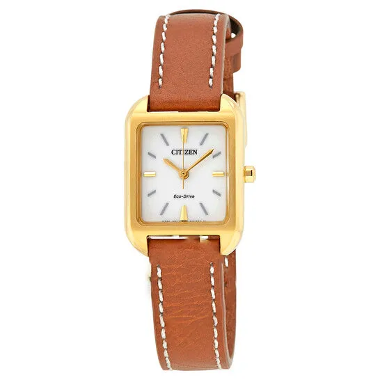 JMS always Watches Original Citizen Silhouette EcoDrive White Dial Brown Leather Ladies Watch EM049202A JMS always Watches Original Citizen Silhouette EcoDrive White Dial Brown Leather Ladies Watch EM049202A