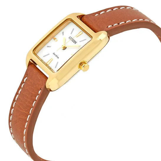 JMS always Watches Original Citizen Silhouette EcoDrive White Dial Brown Leather Ladies Watch EM049202A JMS always Watches Original Citizen Silhouette EcoDrive White Dial Brown Leather Ladies Watch EM049202A