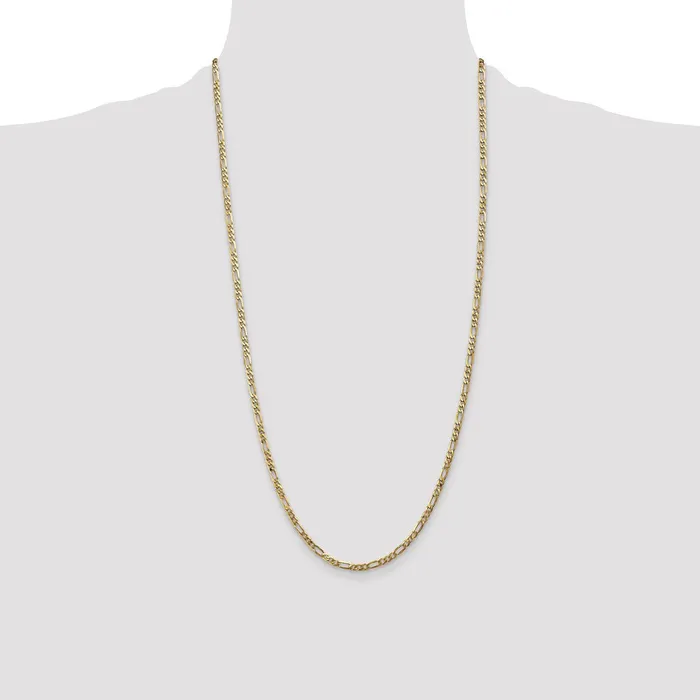 MDS Necklaces 14K Yellow Gold 28 inch 3mm Flat Figaro with Lobster Clasp Chain Necklace MDS Necklaces 14K Yellow Gold 28 inch 3mm Flat Figaro with Lobster Clasp Chain Necklace