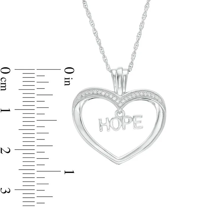 Necklaces 01 CT TW Natural Diamond HOPE Charm in Heart Pendant in Sterling Silver Goldia Necklaces 01 CT TW Natural Diamond HOPE Charm in Heart Pendant in Sterling Silver Goldia