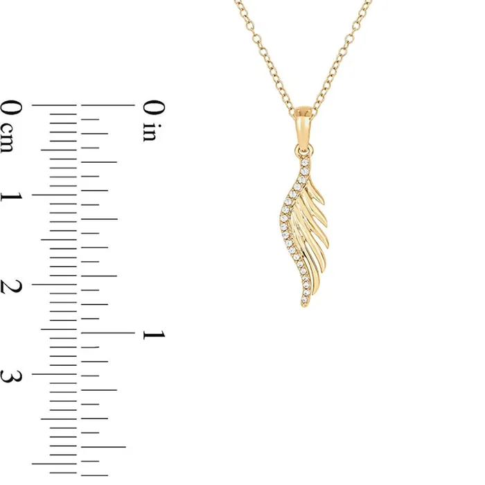 Necklaces Goldia 007 CT TW Natural Diamond Wing Pendant in Sterling Silver with 14K Gold Plate Necklaces Goldia 007 CT TW Natural Diamond Wing Pendant in Sterling Silver with 14K Gold Plate
