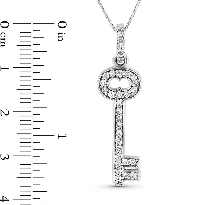 Necklaces Goldia 025 CT TW Natural Diamond Key Pendant in 14K White Gold Necklaces Goldia 025 CT TW Natural Diamond Key Pendant in 14K White Gold